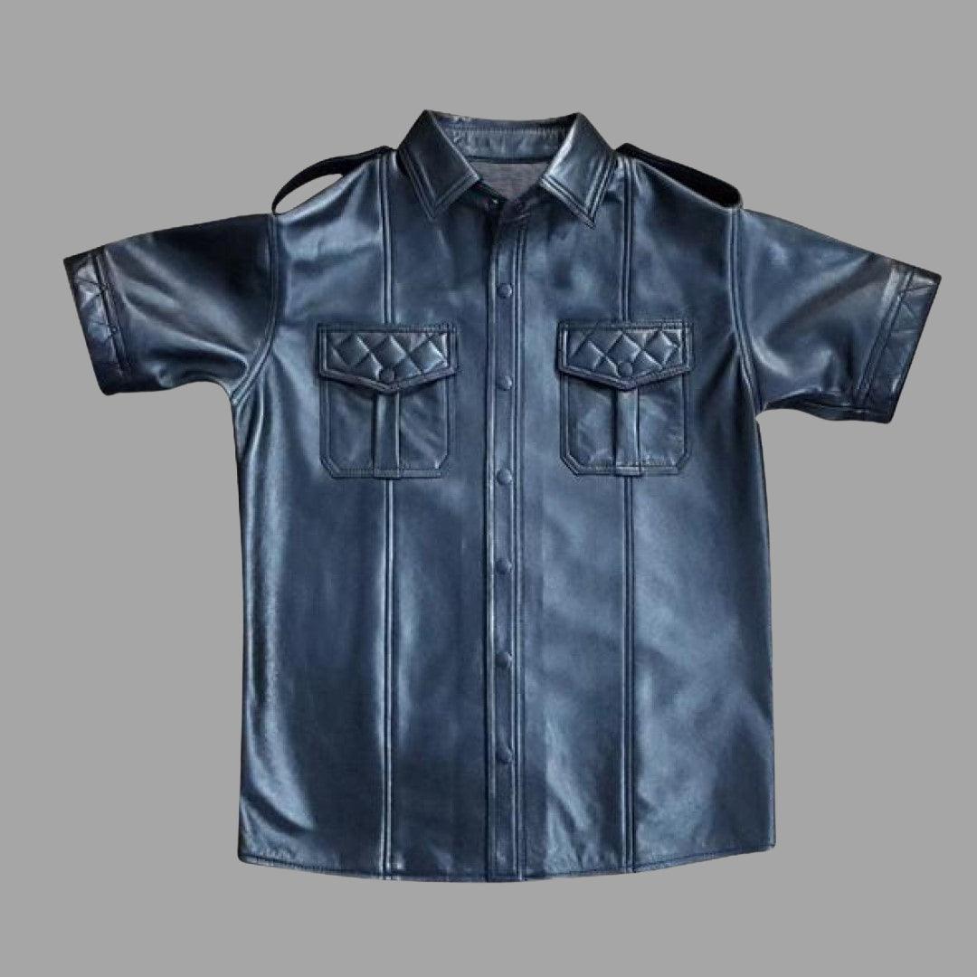 Black Stylish Quilted Leather Shirt For Men - The Urban Tannery