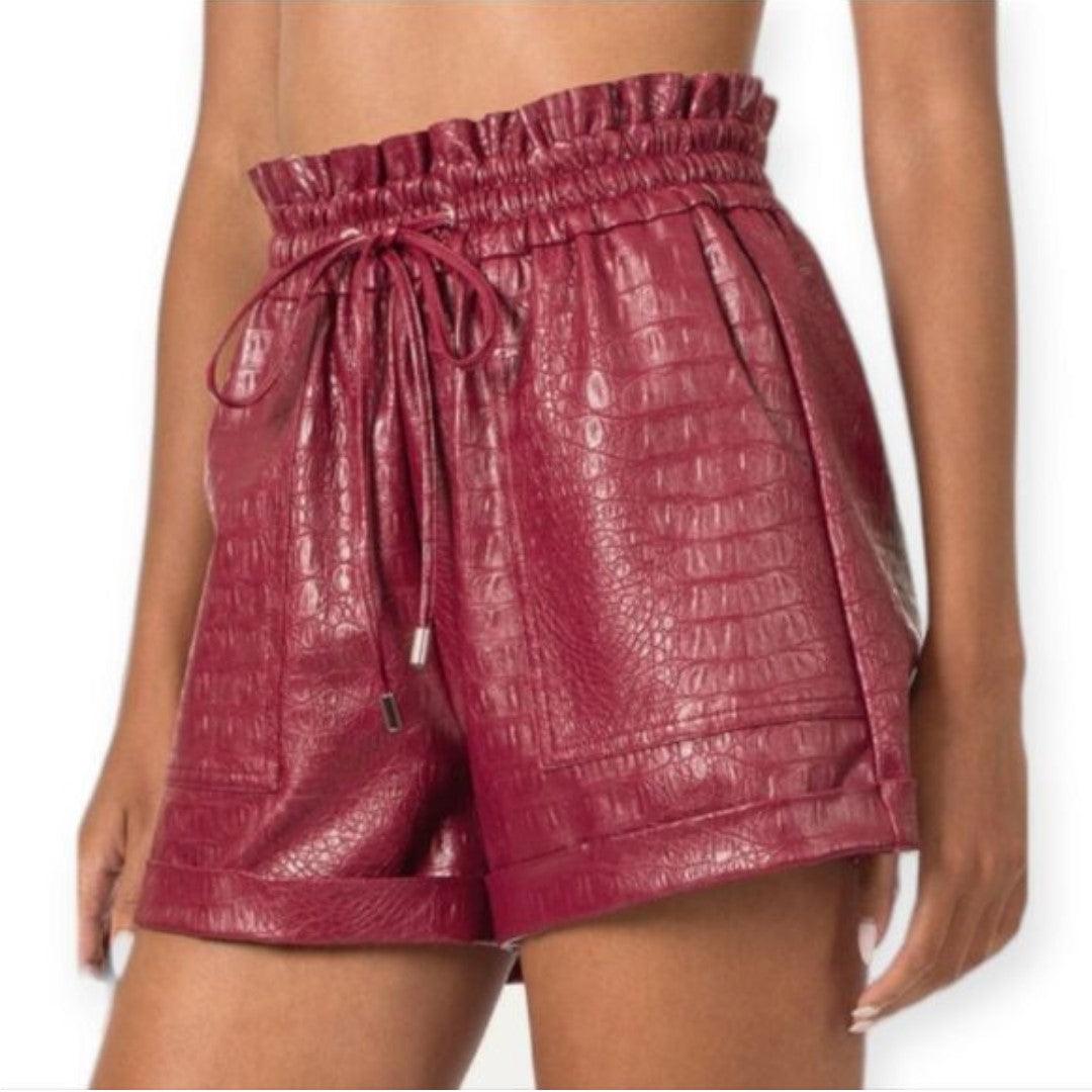Maroon Color Leather Shorts For Women - The Urban Tannery