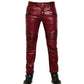 Flap Closer Leather Pants For Men