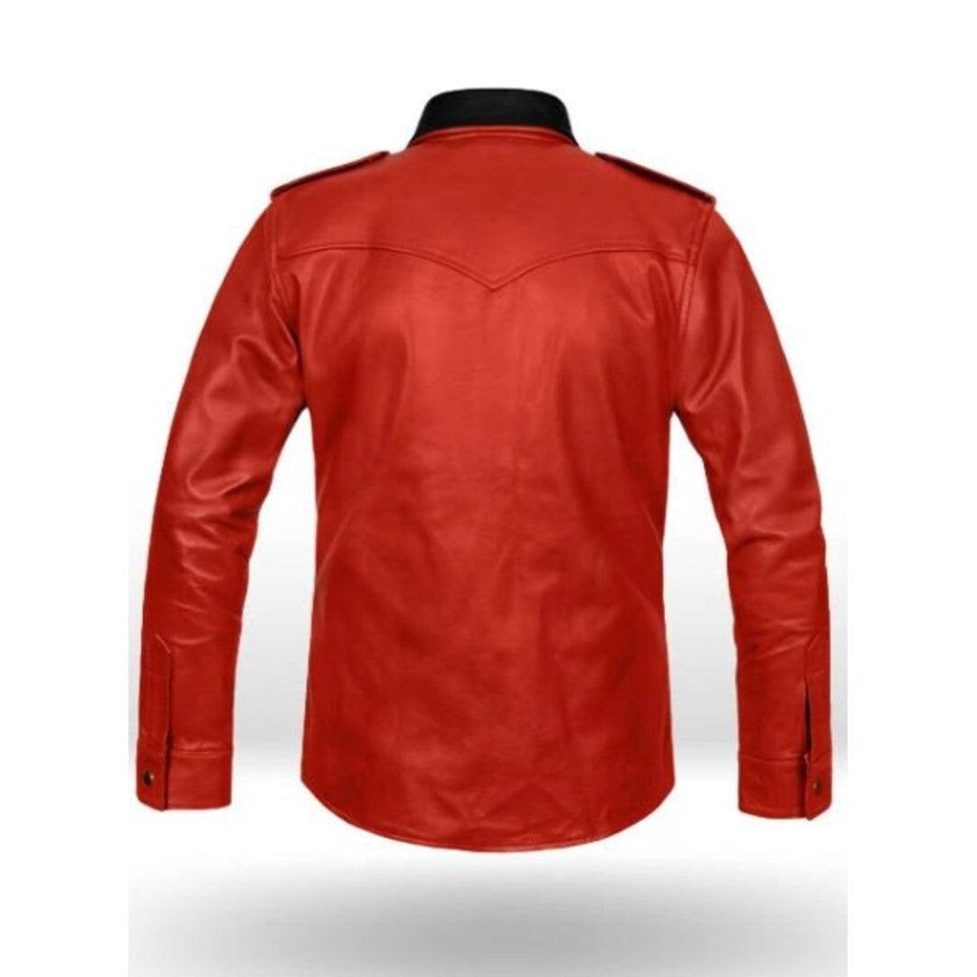 Red Leather Shirt For Men - The Urban Tannery