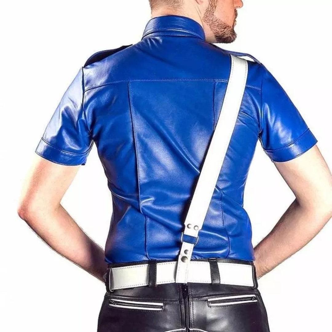 Royal Blue Leather Shirt For Men - The Urban Tannery