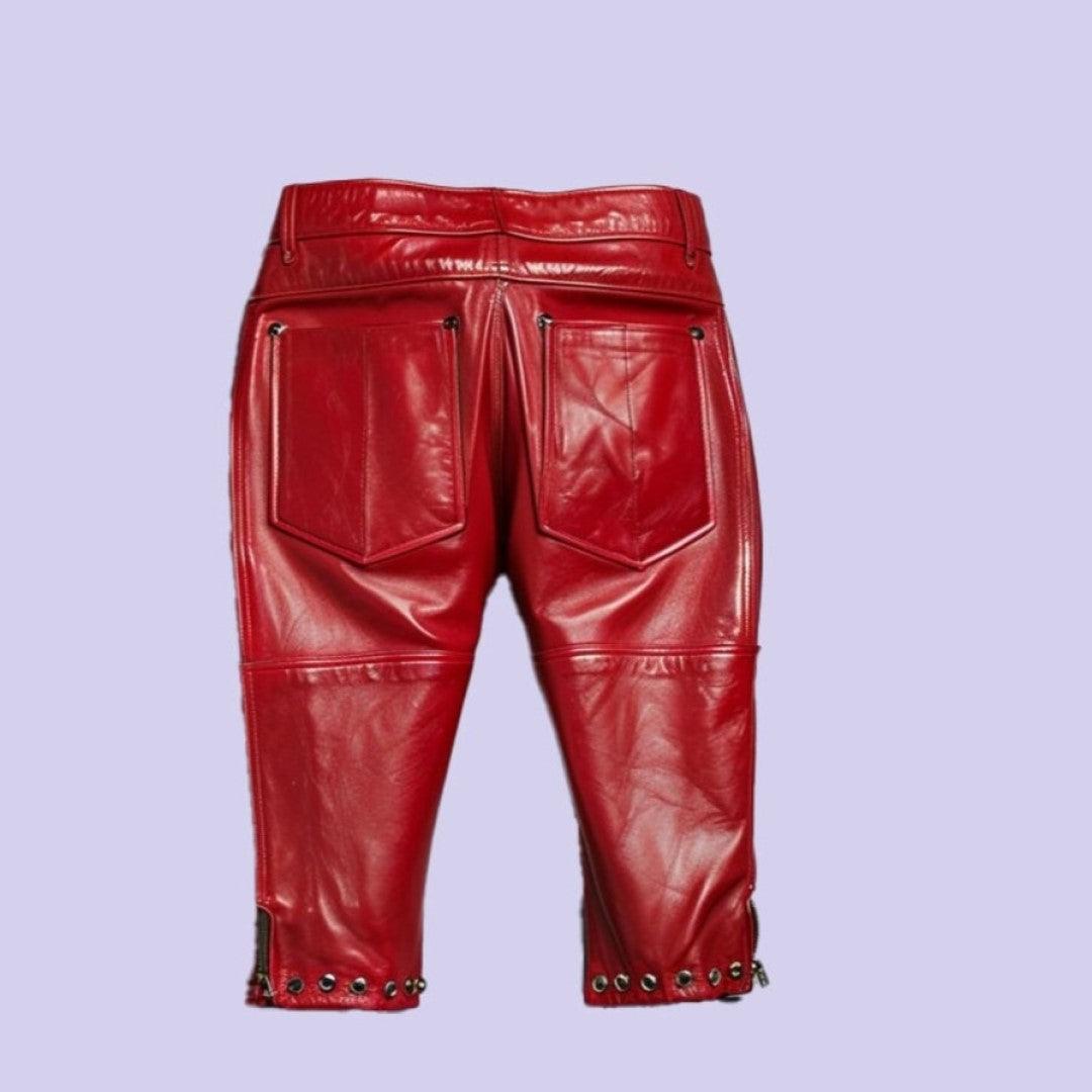 Stylish Leather Shorts In Red For Women - The Urban Tannery