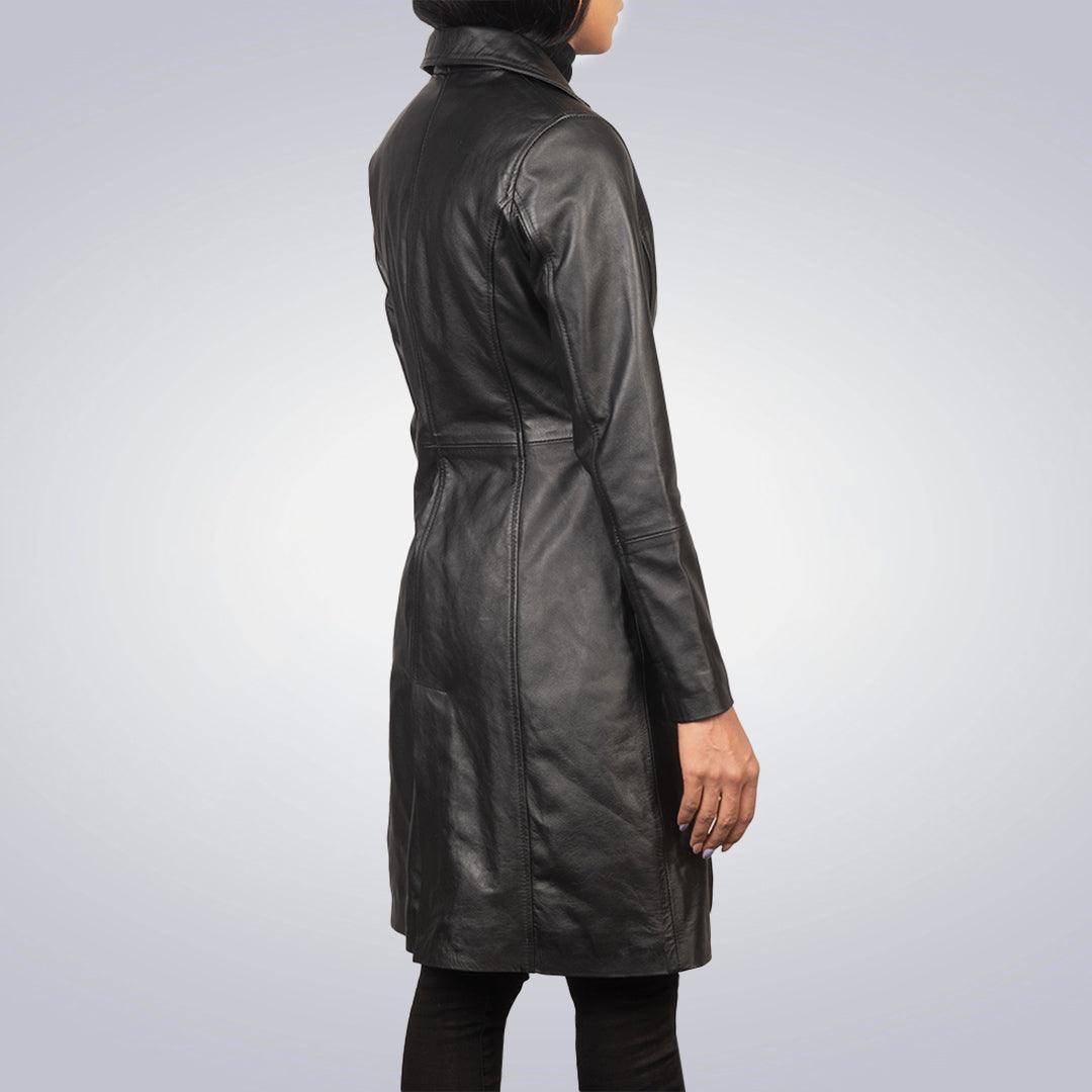 Black Single Breasted Leather Coat - The Urban Tannery