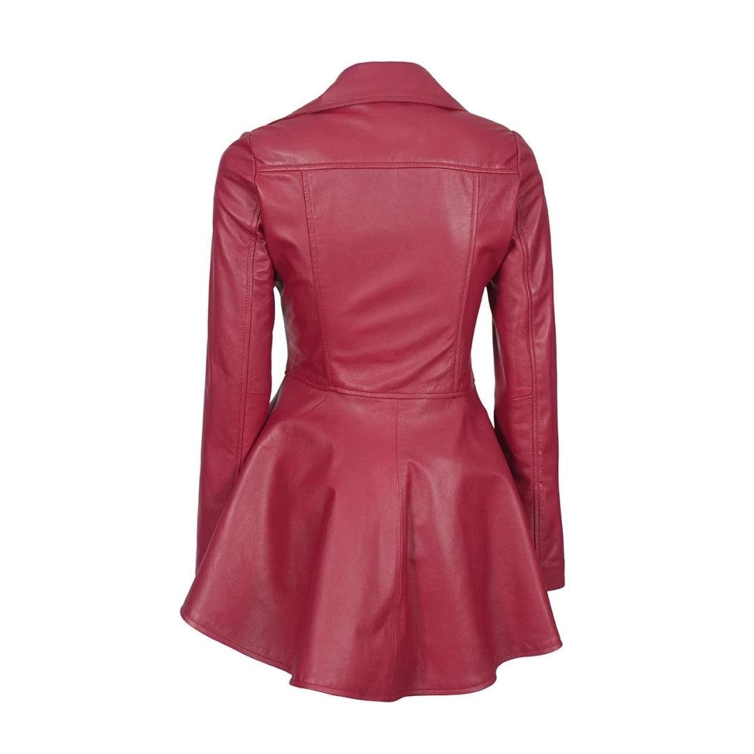 Women Red Leather Jacket With Side Zip Closer - The Urban Tannery
