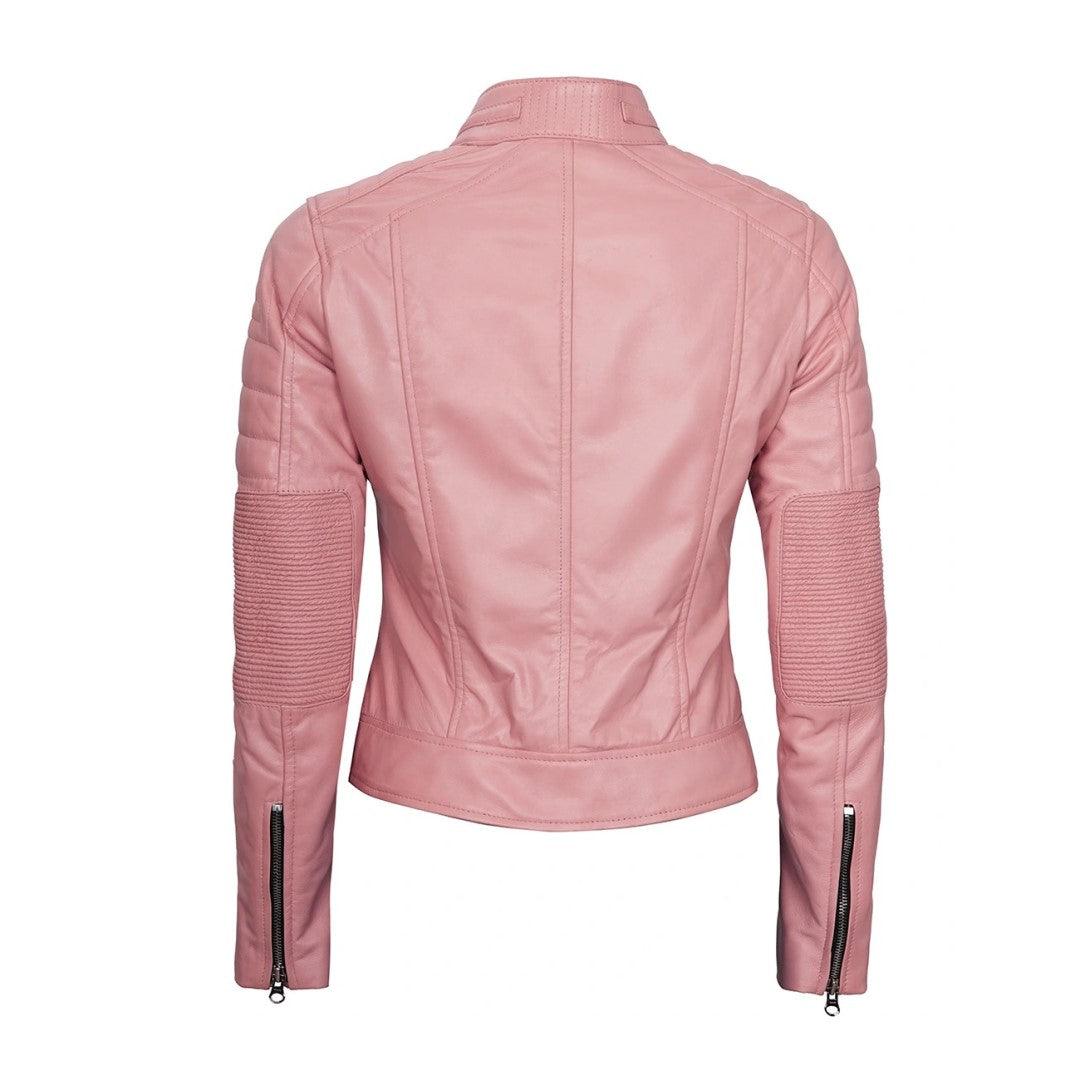 Pink Leather Jacket In Biker Style - The Urban Tannery