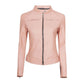 Light Pink Leather Jacket For Women