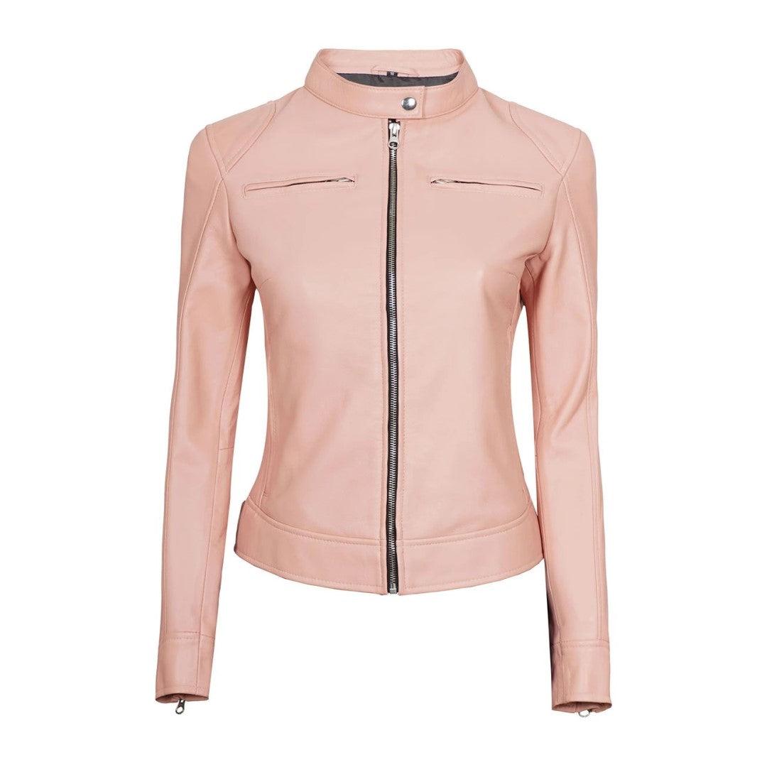 Light Pink Leather Jacket For Women - The Urban Tannery