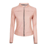 Light Pink Leather Jacket For Women