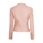 Light Pink Leather Jacket For Women