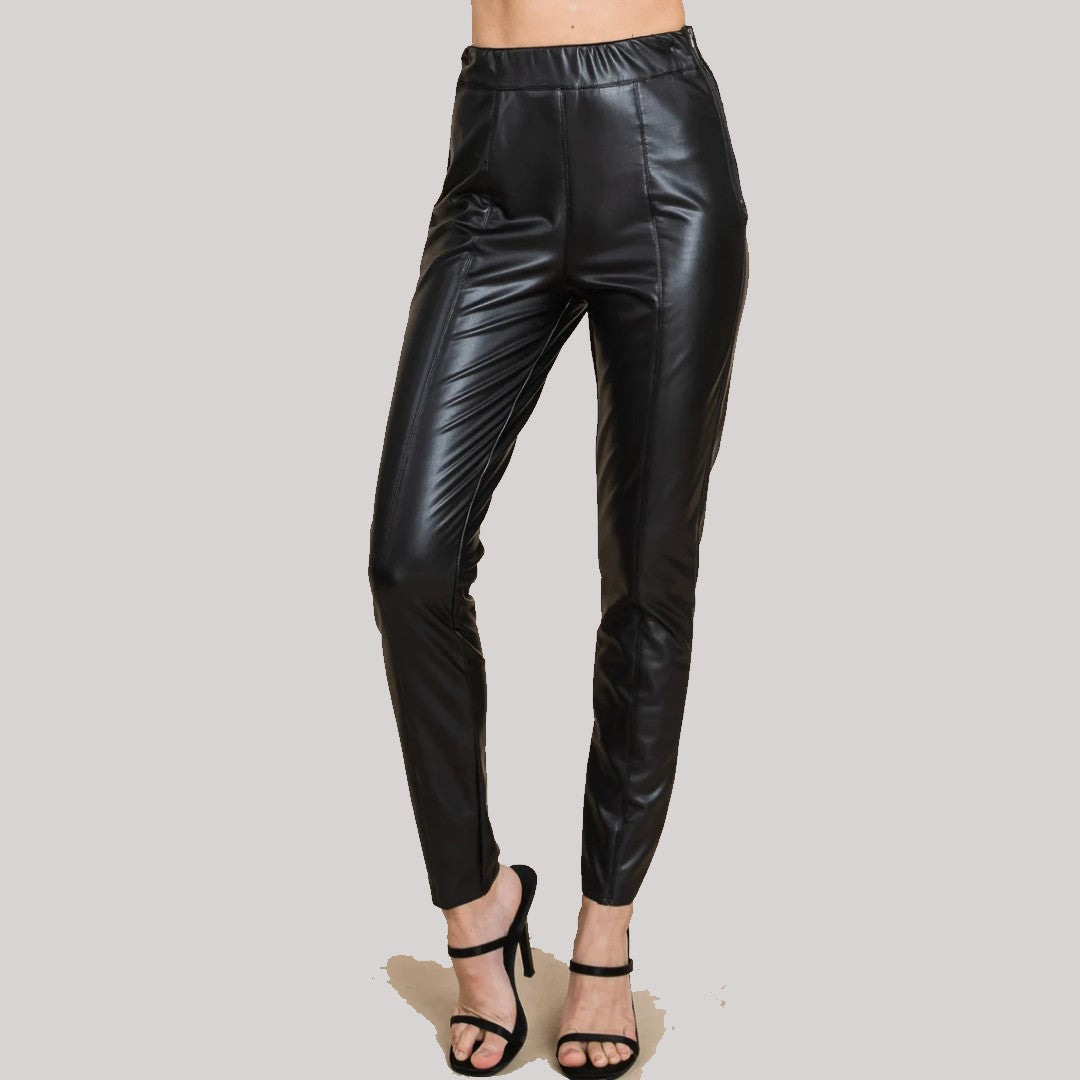 Fully lined Lambskin Leather Pants With elastic band