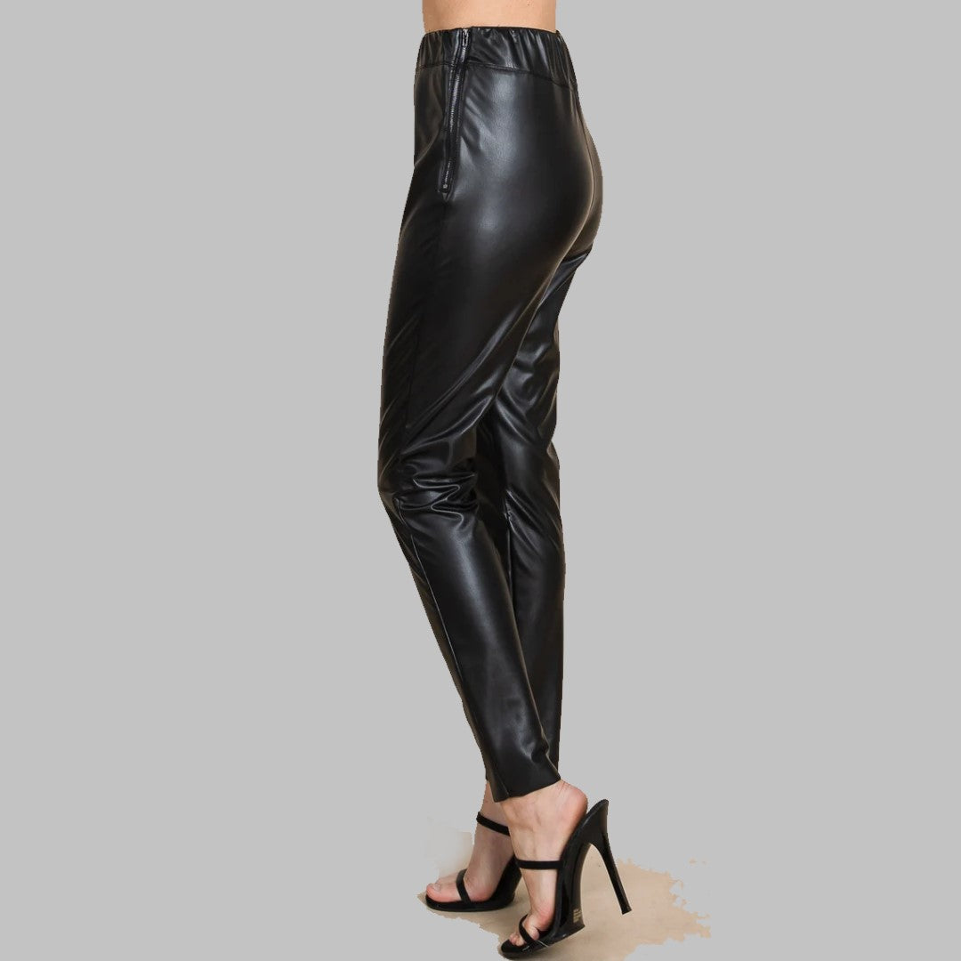 Fully lined Lambskin Leather Pants With elastic band