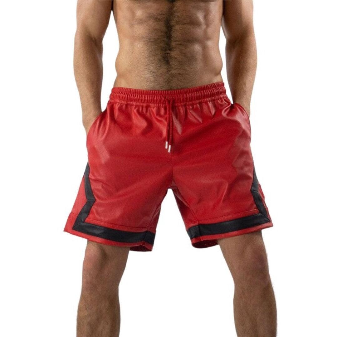 Stylish Mens Leather Shorts In Red - The Urban Tannery