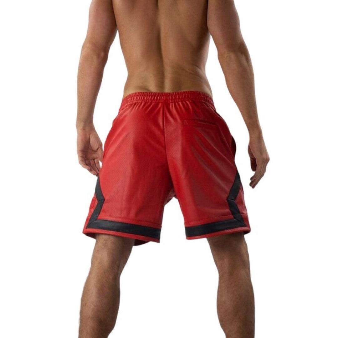 Stylish Mens Leather Shorts In Red - The Urban Tannery