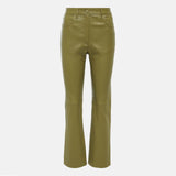 Leather pant for women in olive color