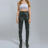 Classic Levi Black Genuine Leather Pants for Woman