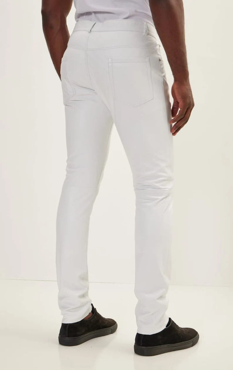 Slim-Fit Leather Trousers/Pants For Men