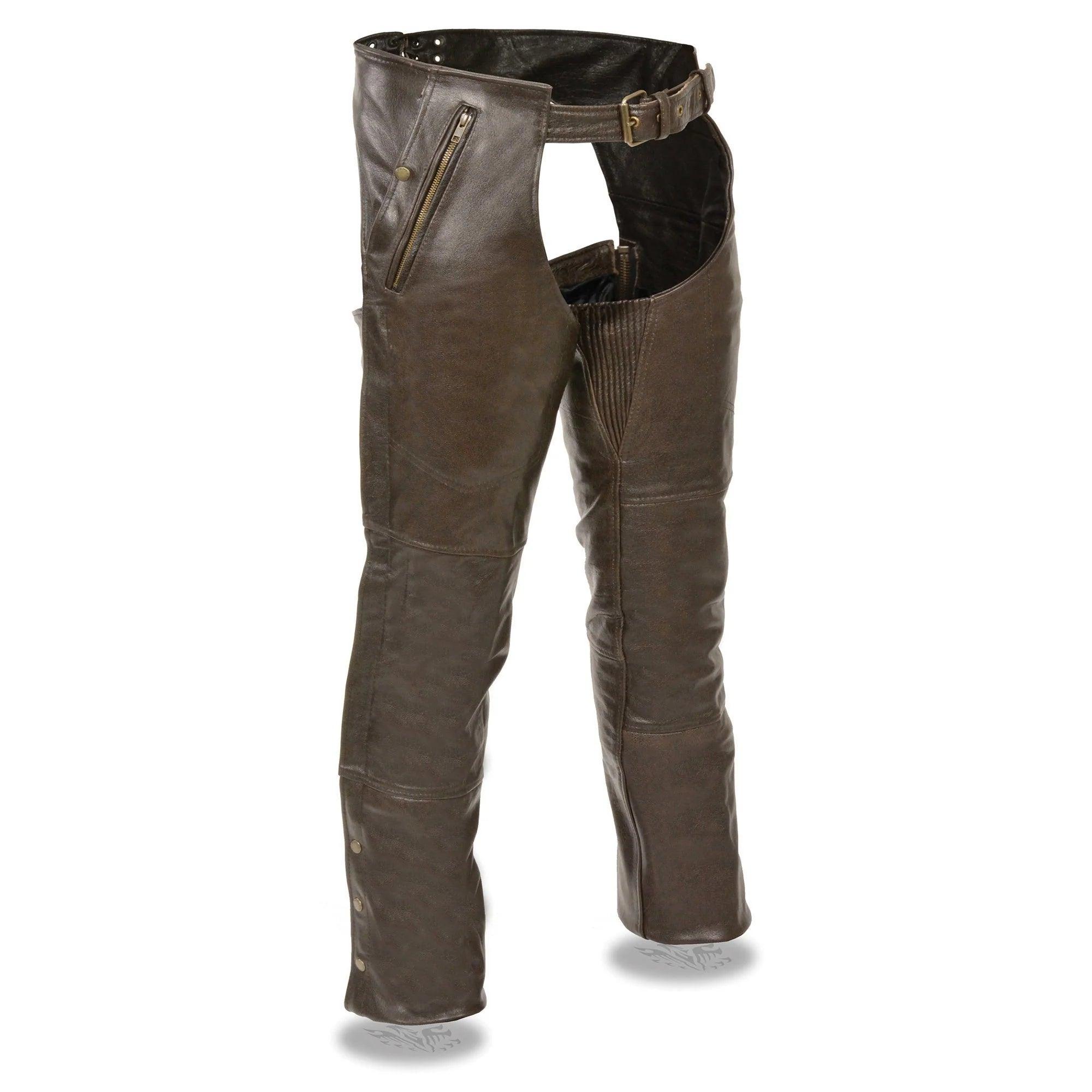 Leather Men's Brown Premium Leather Motorcycle Rider Chaps - The Urban Tannery