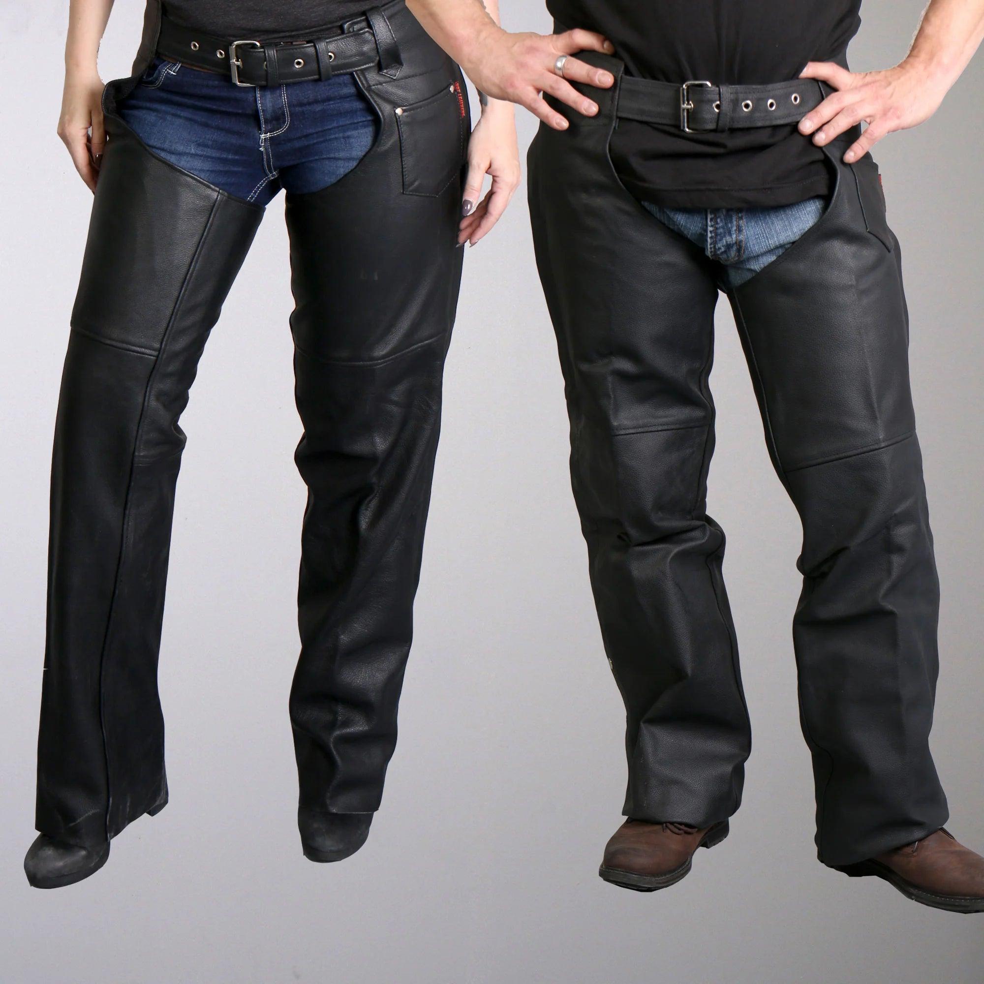 Hot Leather Black Fully Lined Unisex Premium Leather Motorcycle Biker Rider Chaps - The Urban Tannery