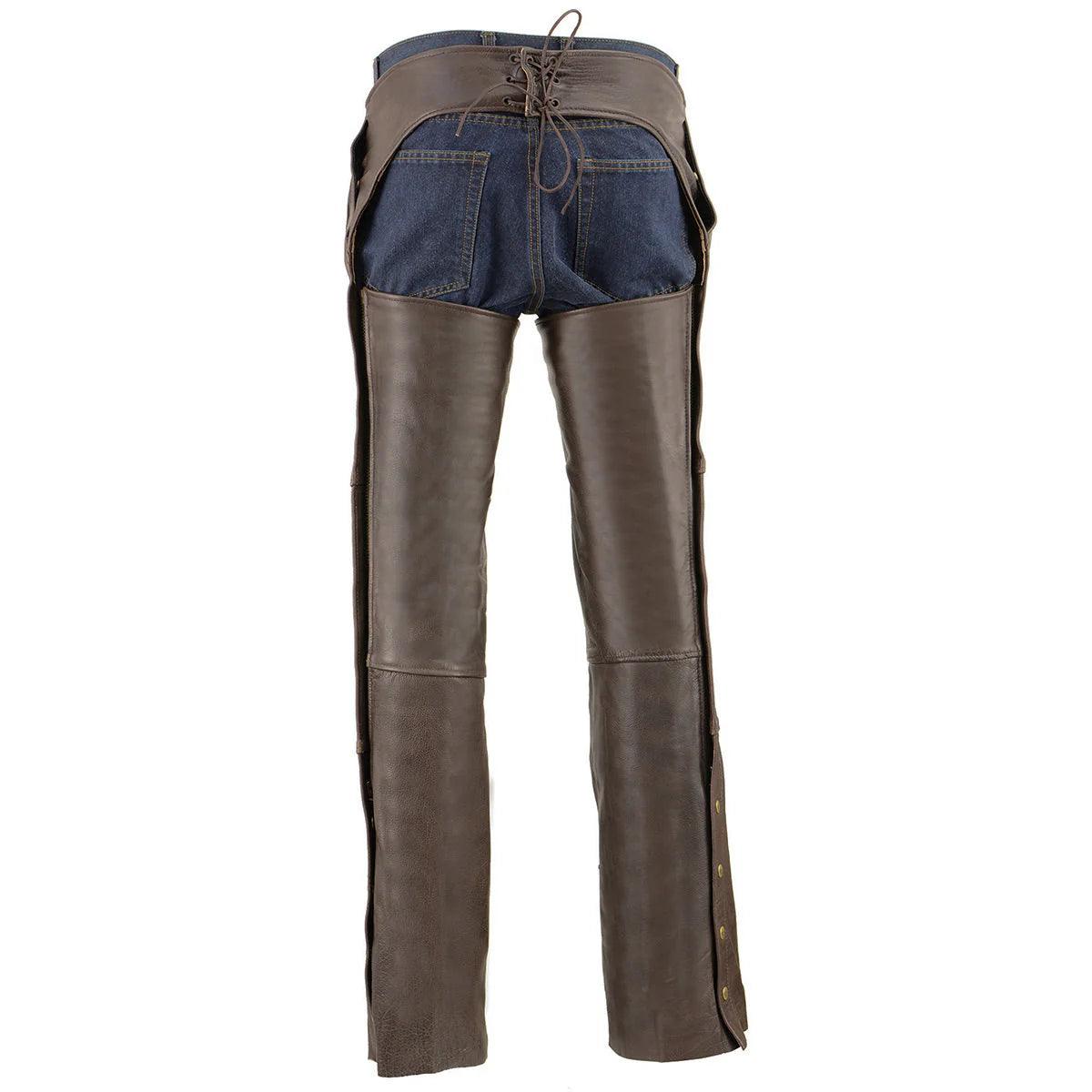 Leather Men's Brown Premium Leather Motorcycle Rider Chaps - The Urban Tannery