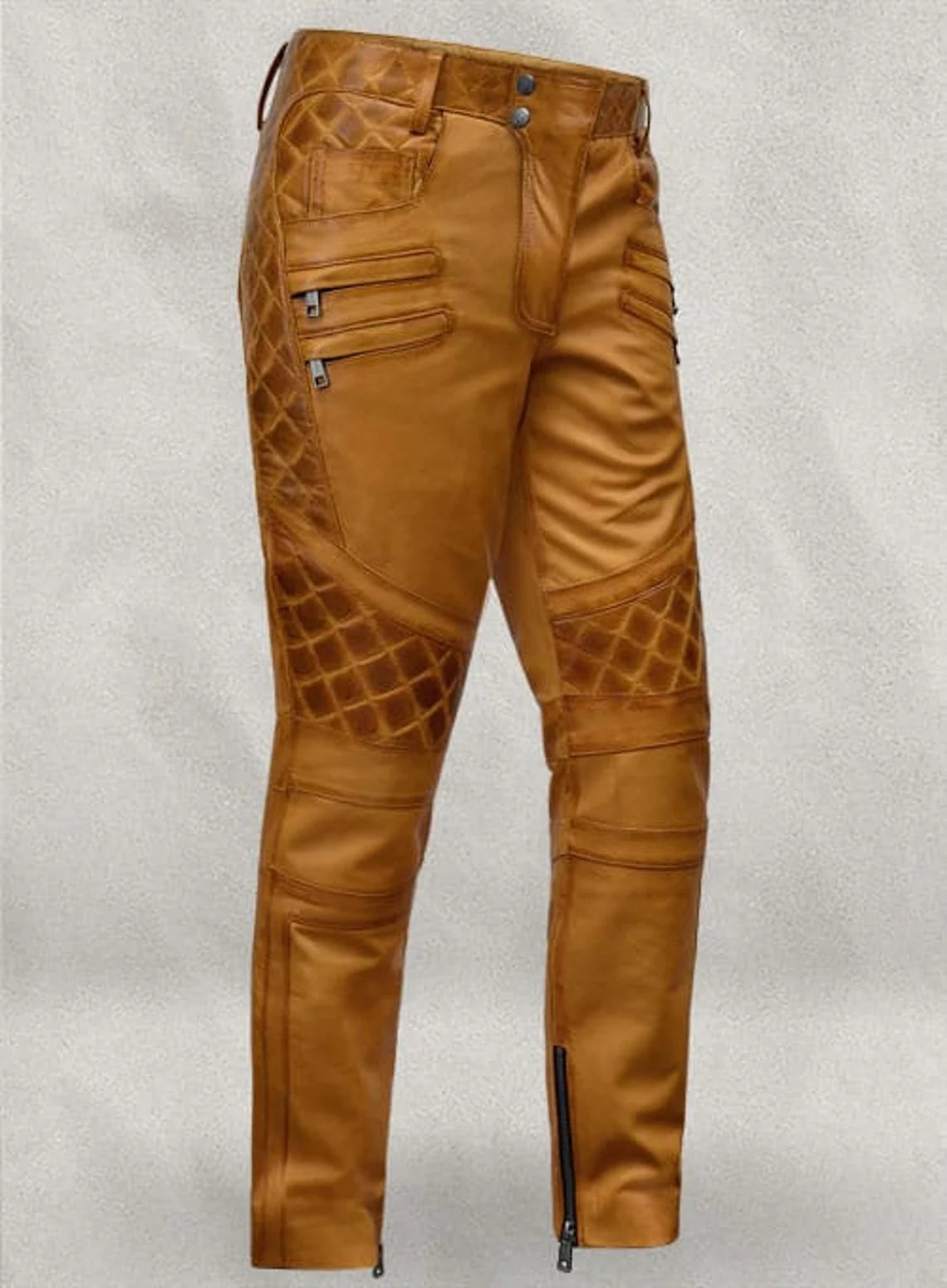 Bikers leather Waxed Pants for Men