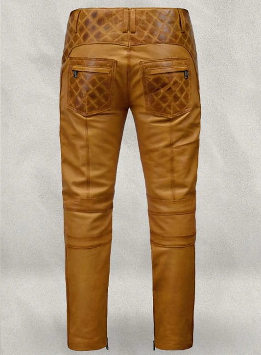 Bikers leather Waxed Pants for Men