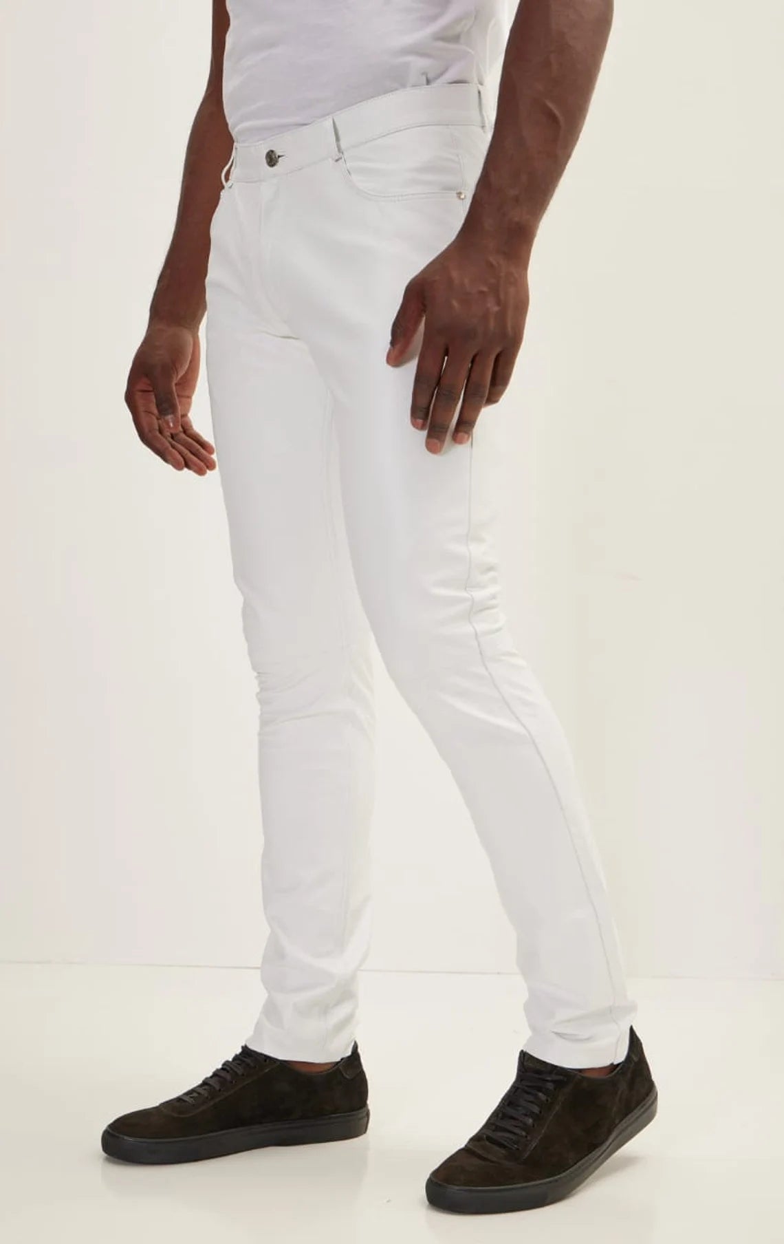 Slim-Fit Leather Trousers/Pants For Men