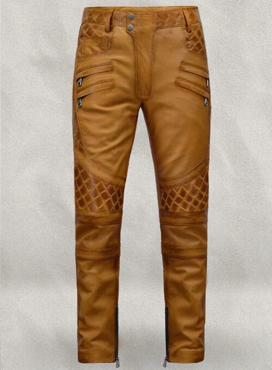 Bikers leather Waxed Pants for Men