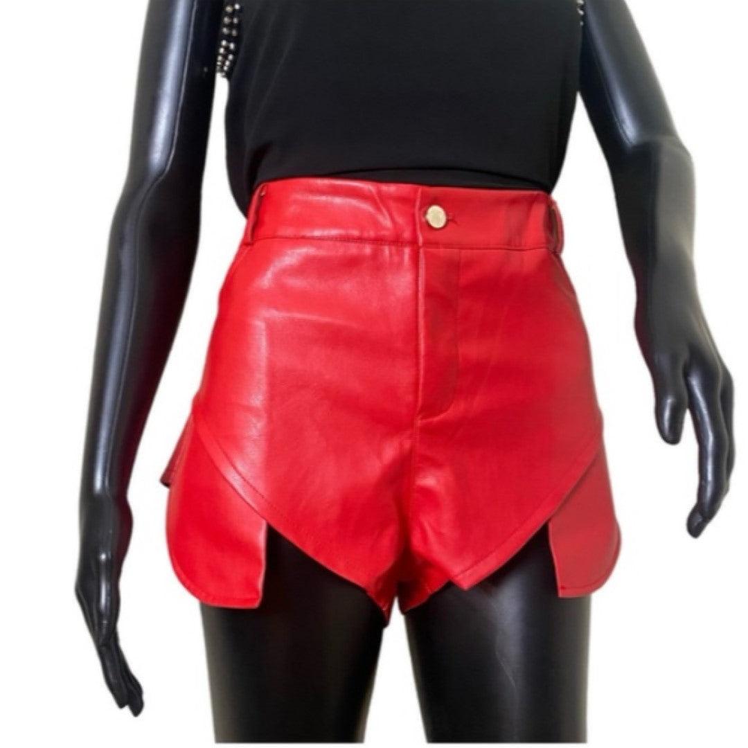 Red Stylish Leather Shorts For Women - The Urban Tannery