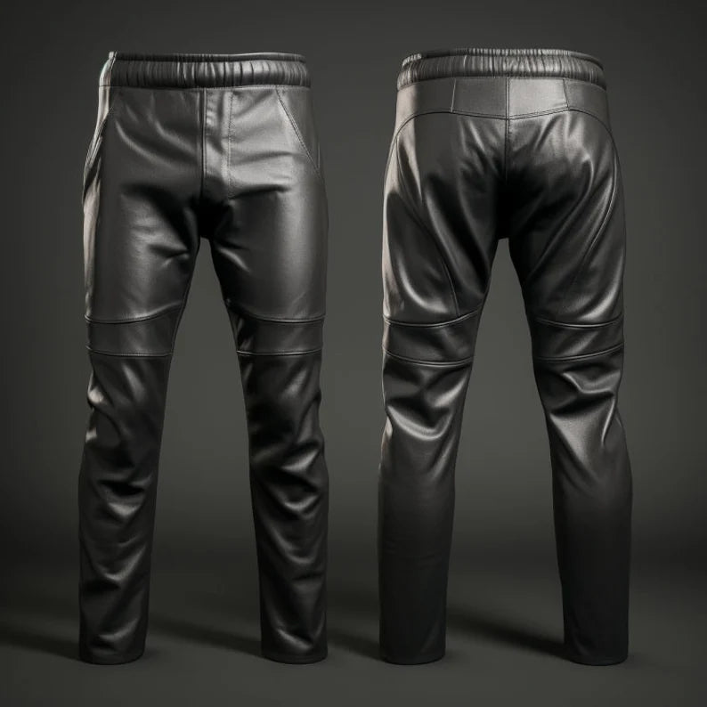 Genuine Leather Trousers For Men in Black