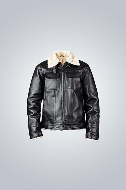 UT Shearling Black Leather Jacket