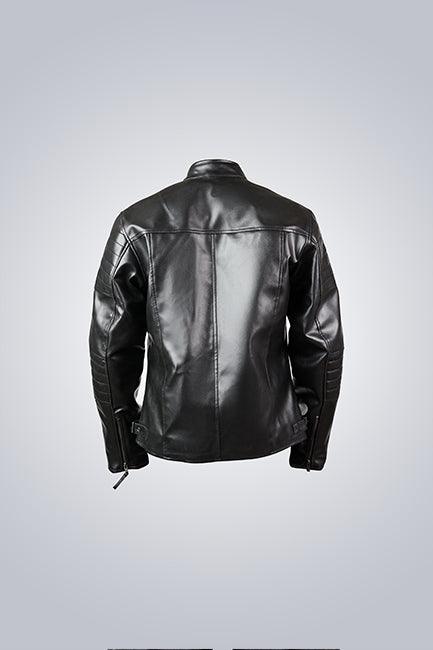Black Leather Biker Jacket Quilted Arms Design - The Urban Tannery