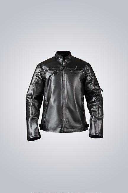 Black Leather Biker Jacket Quilted Arms Design - The Urban Tannery