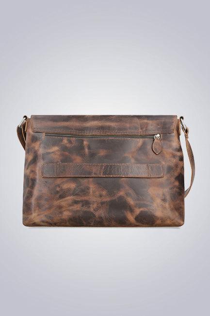 Two Tone Brown Leather Messenger Bag - The Urban Tannery
