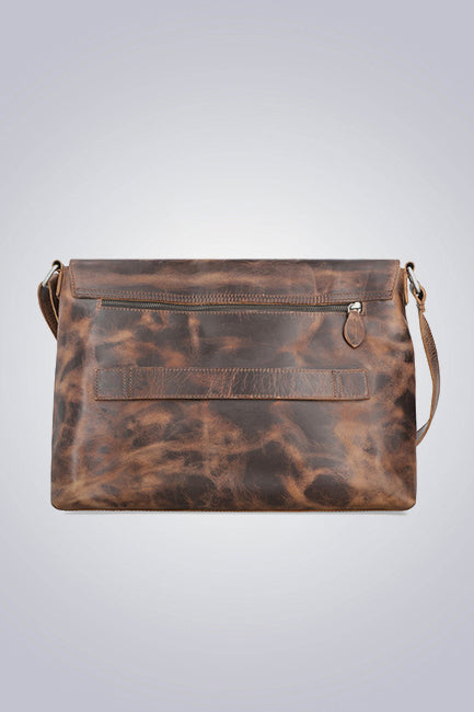 Two Tone Brown Leather Messenger Bag