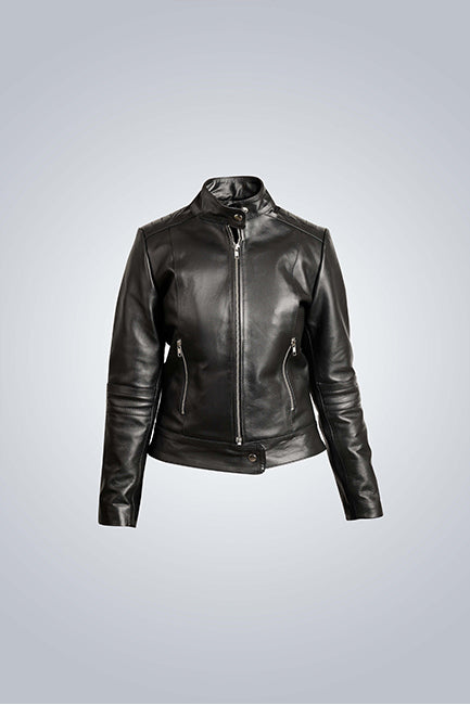 Black Leather Biker Jacket For Women