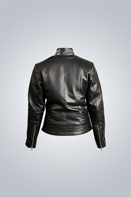 Black Leather Biker Jacket For Women