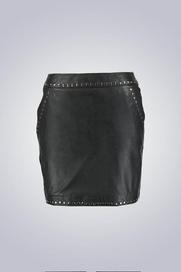 Lux Studded Genuine Leather Skirt - The Urban Tannery