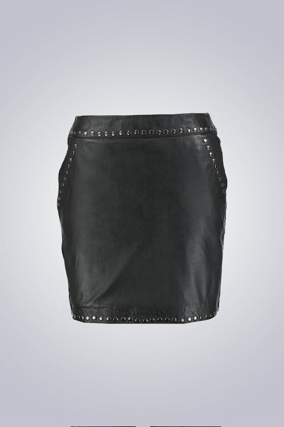 Lux Studded Genuine Leather Skirt