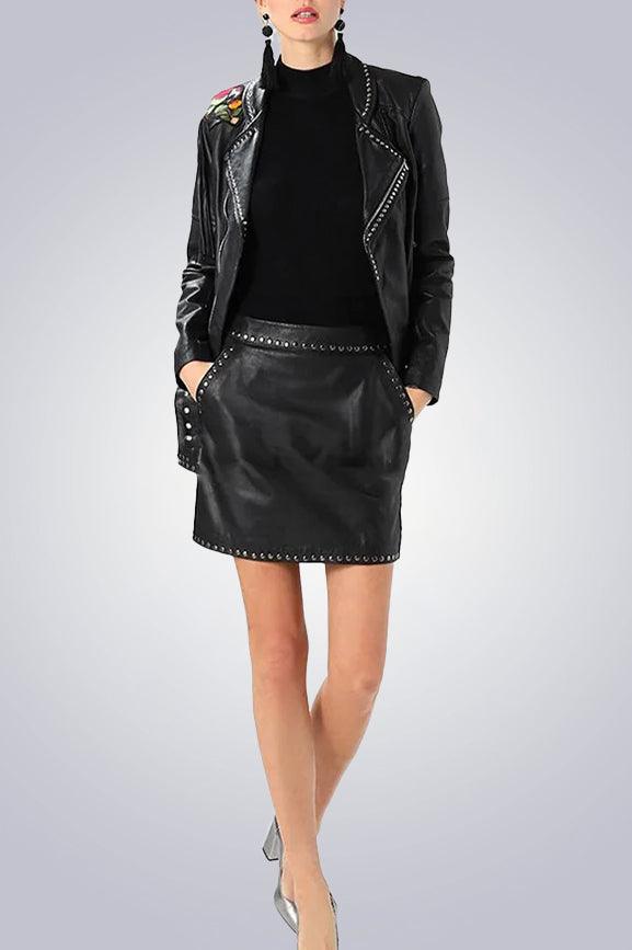 Lux Studded Genuine Leather Skirt - The Urban Tannery