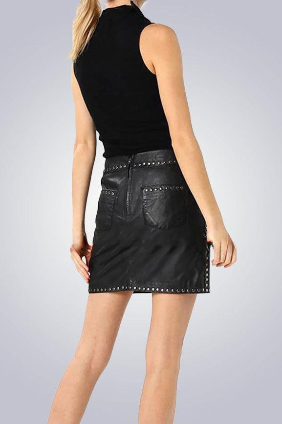 Lux Studded Genuine Leather Skirt - The Urban Tannery