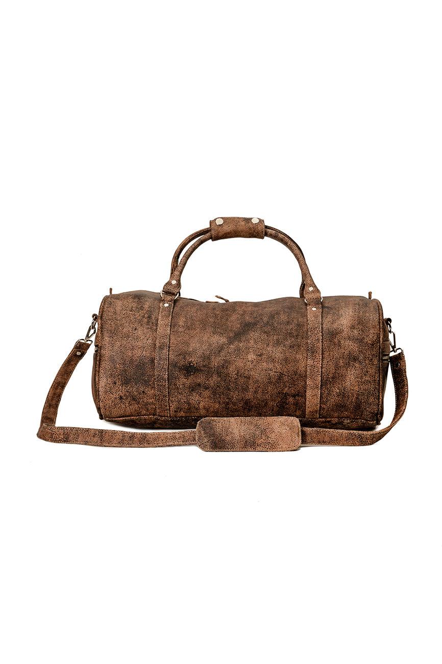 Distressed Brown Leather Duffel Bag - The Urban Tannery