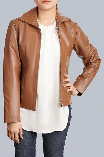 Brown Ultra Soft Leather Jacket for Women