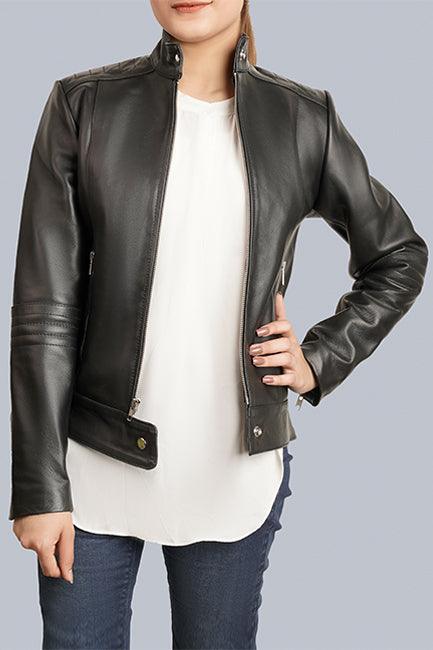 Black Leather Biker Jacket For Women - The Urban Tannery