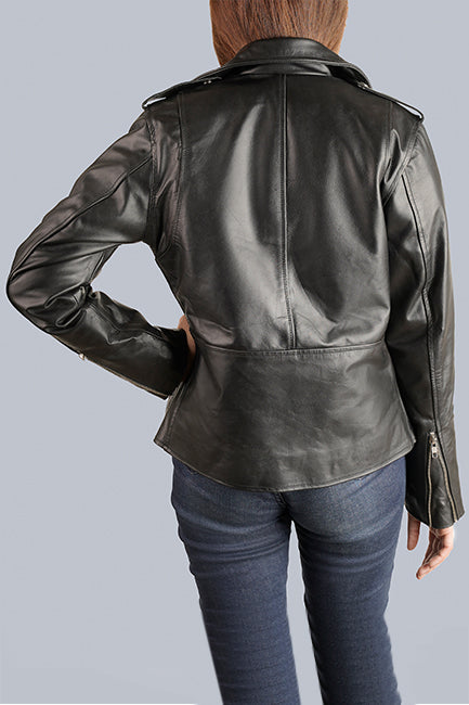 K Classic Women Motorcycle Leather Jacket