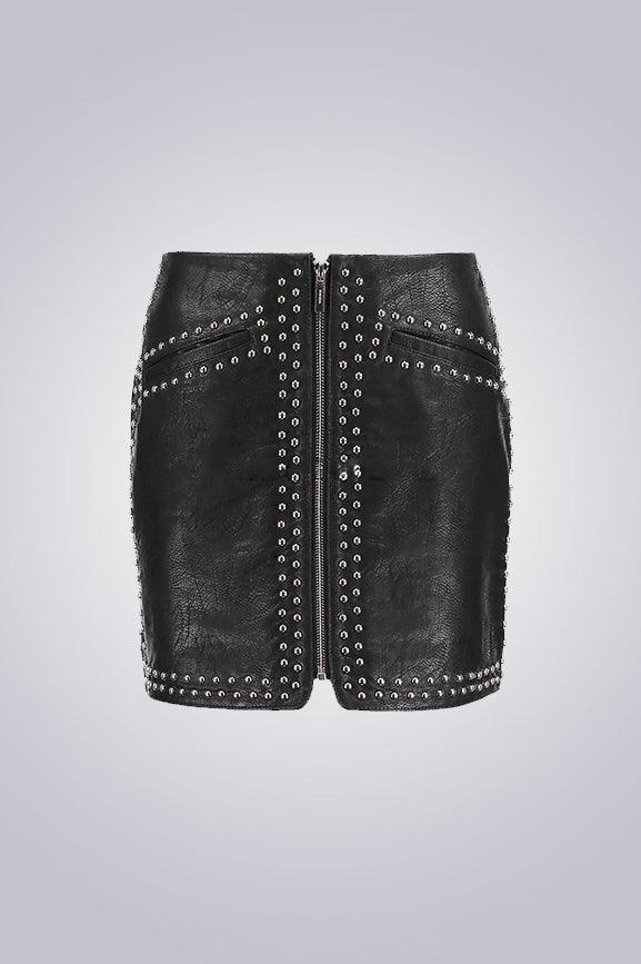 Geniune Leather Studded Mini Skirt - The Urban Tannery