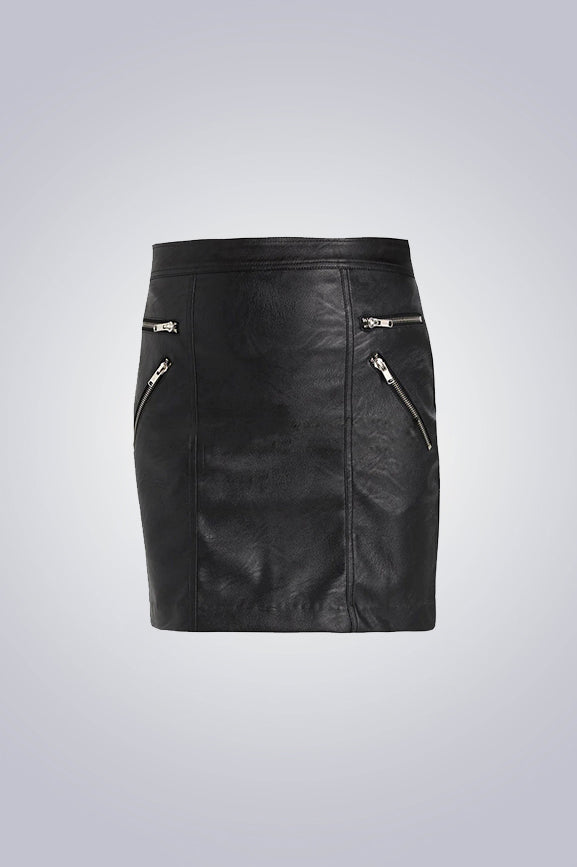 Lizzy Black Leather Skirt