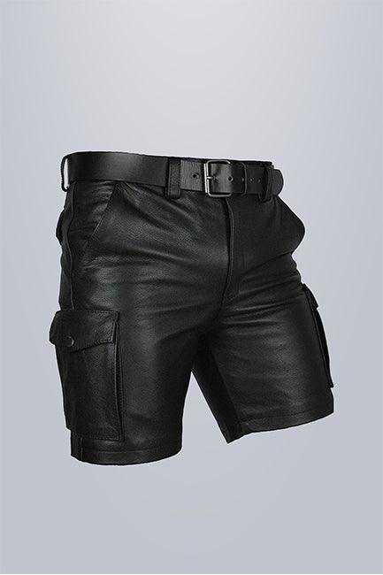 Men Black Leather Shorts - The Urban Tannery